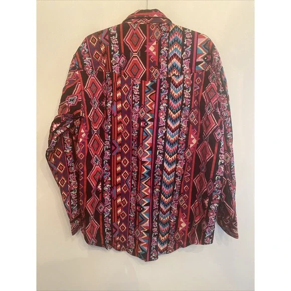 Vintage Wrangler Brushpopper Button Up Western Shirt Long Sleeve Men's XL